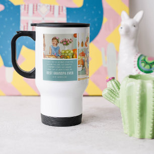 Best Grandpa Ever   Colour Block Photo Collage Travel Mug