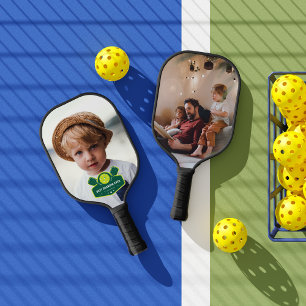 Best Grandpa Ever Custom 2 Photo Pickleball Paddle