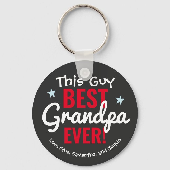 Best Grandpa Ever Custom Name Key Ring (Front)