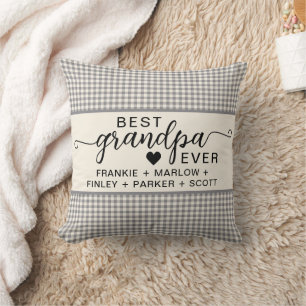 Best Grandpa Ever Custom Names Keepsake Gift  Cushion
