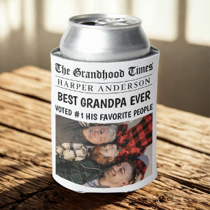Best Grandpa Ever Custom Newspaper Photo  Can Cooler