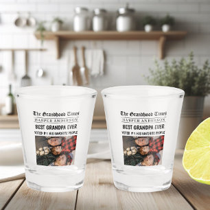 Best Grandpa Ever Custom Newspaper Photo Shot Glass
