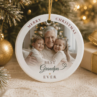 Best Grandpa Ever Custom Photo Christmas Ornament