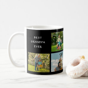 Best Grandpa Ever Custom Photo Collage Black Coffee Mug