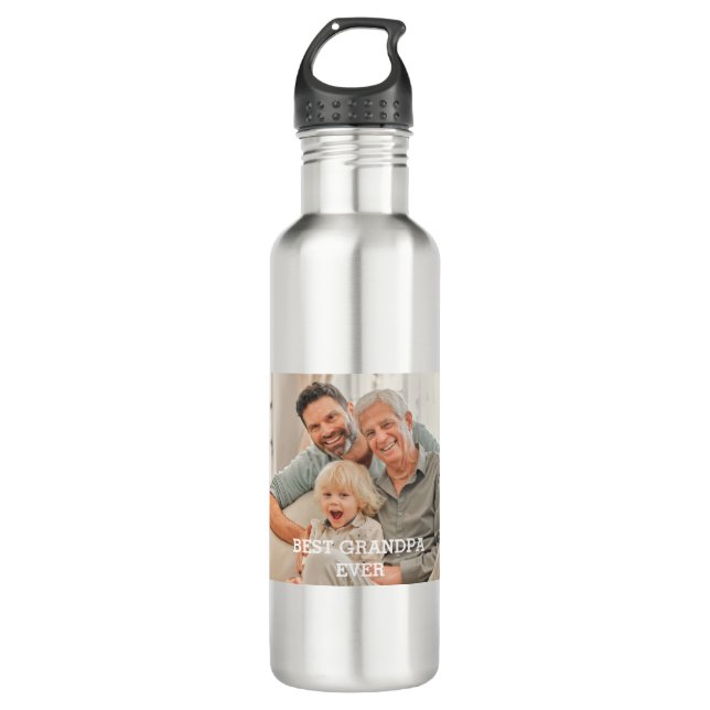 Best Grandpa Ever Custom Photo Create Your Own 710 Ml Water Bottle (Front)