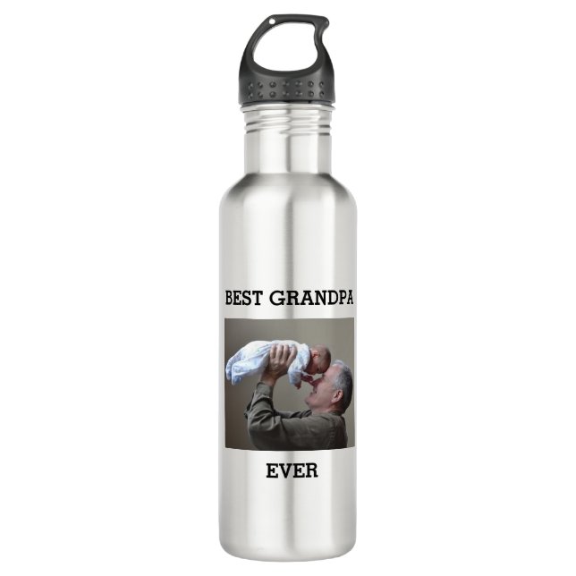 Best Grandpa Ever Custom Photo Create Your Own 710 Ml Water Bottle (Front)