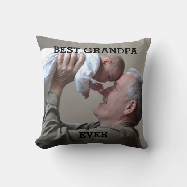 Best Grandpa Ever Custom Photo Create Your Own  Ke Cushion (Front)