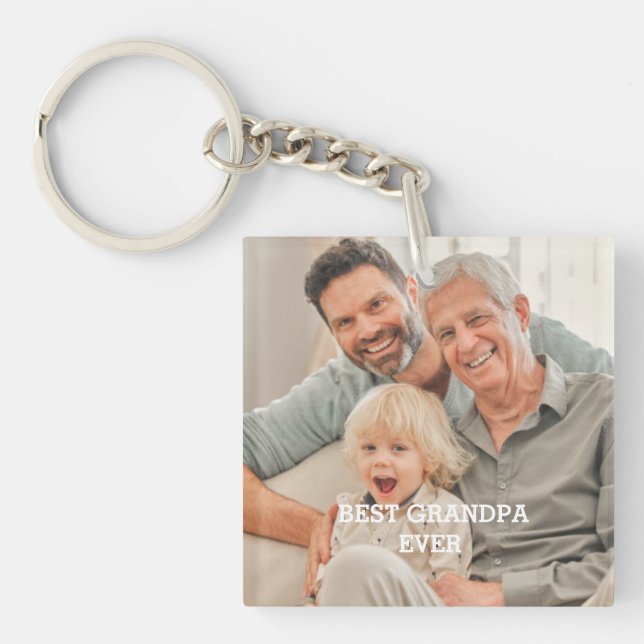 Best Grandpa Ever Custom Photo Create Your Own Key Ring (Front)