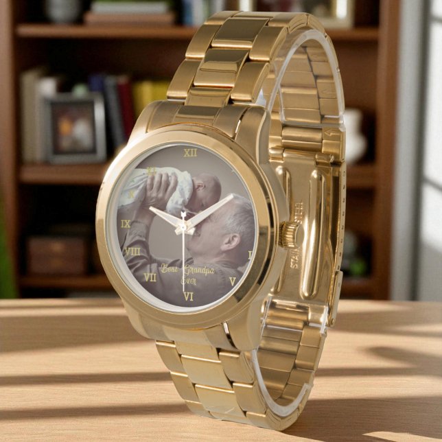 Best Grandpa Ever Custom Photo Create Your Own Pop Watch (Creator Uploaded)