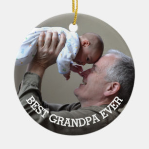 Best Grandpa Ever Custom Photo Family grandad Ceramic Ornament