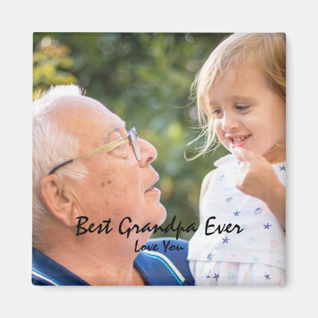 Best Grandpa Ever Custom Photo Grandchildren Love Magnet (Front)