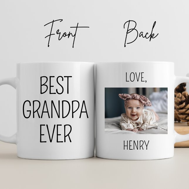 Best Grandpa Ever Custom Photo Grandpa Birthday Mug (Creator Uploaded)