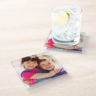 Best Grandpa Ever Custom Photo Names  Glass Coaster