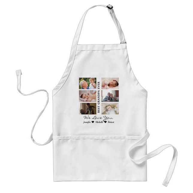 Best Grandpa Ever Custom Photos Grandchildren Name Standard Apron (Front)