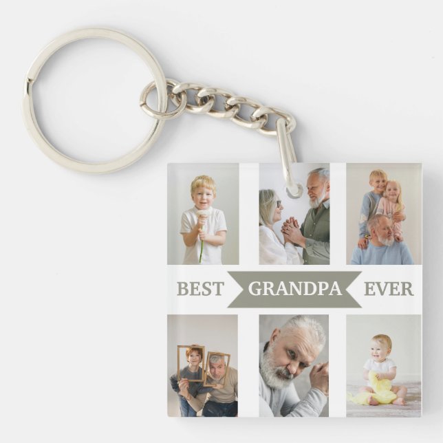 Best Grandpa Ever | Custom Photos Keychain (Front)