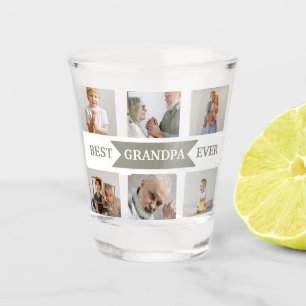 Best Grandpa Ever Custom Photos Shot Glass