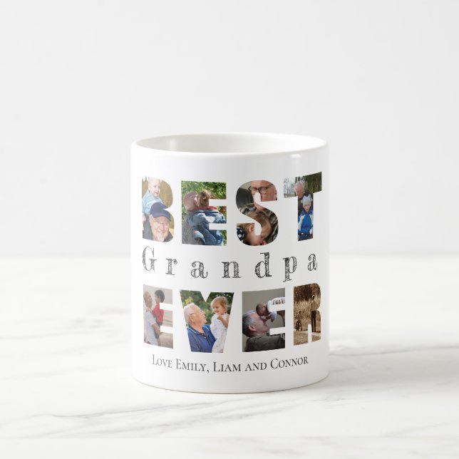 Best grandpa ever custom text photo,  coffee mug (Center)