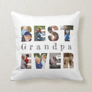 Best grandpa ever custom text photo, white cushion