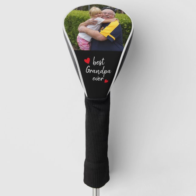 Best Grandpa Ever Cute Photo Personalised  Golf Head Cover (Front)