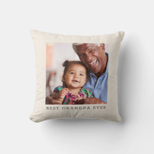 Best Grandpa Ever Family Photo Fathers Day Custom Cushion
