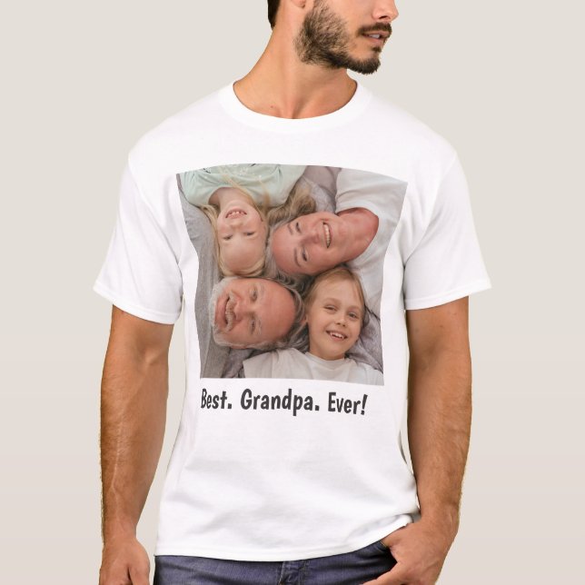 Best Grandpa Ever Family Photo  T-Shirt (Front)