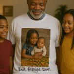 Best Grandpa Ever Family Photo T-Shirt<br><div class="desc">Surprise Grandpa with a personalised touch! This custom Best Grandpa Ever T-shirt features your very own photo, making it a thoughtful keepsake for birthdays, Father’s Day, or any special occasion. The bold, fun brown text—'Best. Grandpa. Ever.'—adds a stylish touch. Whether you call him Grandpa, Papa, or Gramps, this shirt is...</div>
