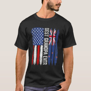 Best Grandpa Ever Father's Day New Zealand Us Fla T-Shirt