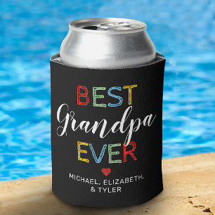 Best Grandpa Ever Gift 4 Photo Can Cooler