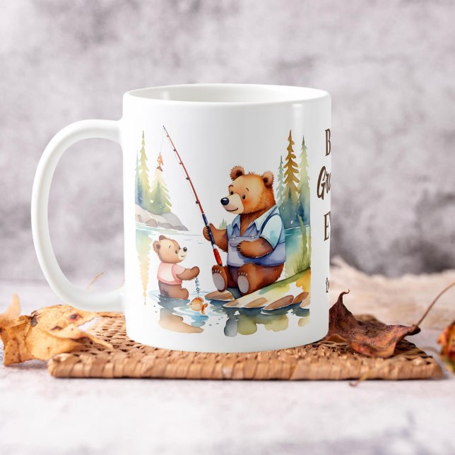 Best grandpa ever gifts cute fishing teddy bear coffee mug (Best grandpa ever mug cute bear grandpa teaching grandson to fish fishing themed grandpa gifts)