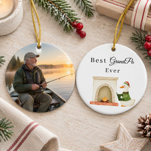 Best GrandPa Ever Goose Photo Ceramic Ornament
