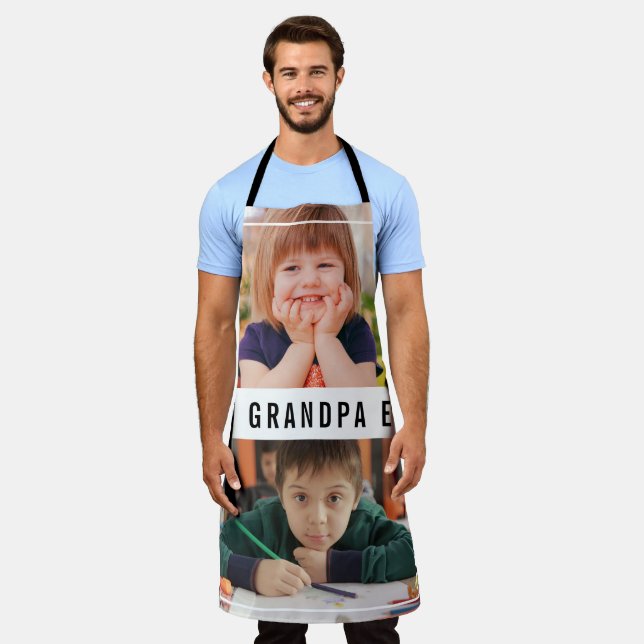 Best Grandpa Ever Grandchildren 2 Photo Collage Apron (Worn)