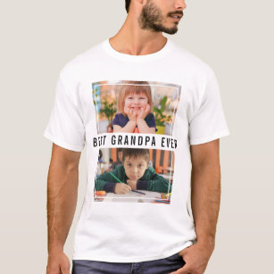 Best Grandpa Ever Grandchildren 2 Photo Collage T-Shirt