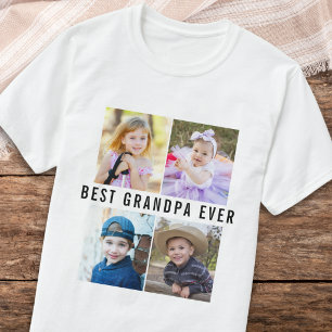 Best Grandpa Ever Grandchildren 4 Photo Collage   T-Shirt