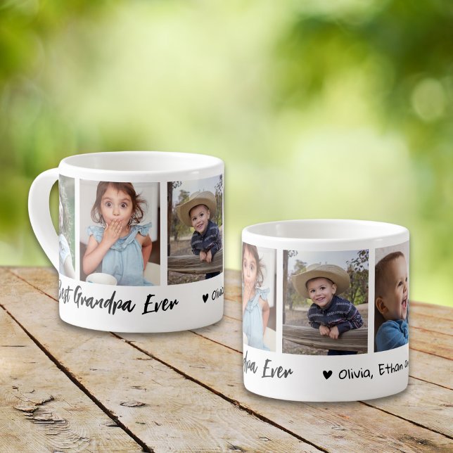 Best Grandpa Ever Grandchildren 5 Photo Collage Espresso Cup (Creator Uploaded)