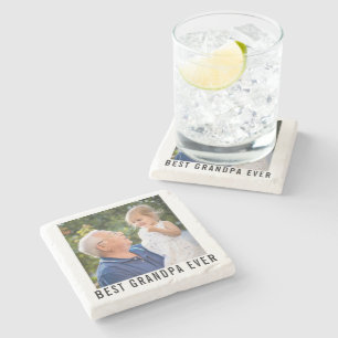 Best Grandpa Ever Grandfather And Baby Photo    Stone Coaster