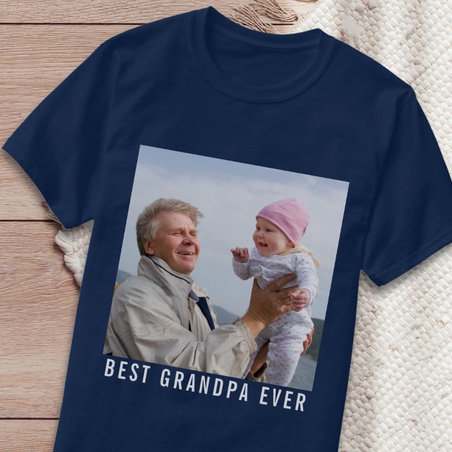 Best Grandpa Ever Grandfather & Baby Photo Navy    T-Shirt (Best Grandpa Ever Grandfather & Baby Photo Navy T-Shirt
)