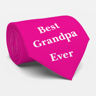 Best Grandpa Ever Grandfather Hot Pink Colorful Tie