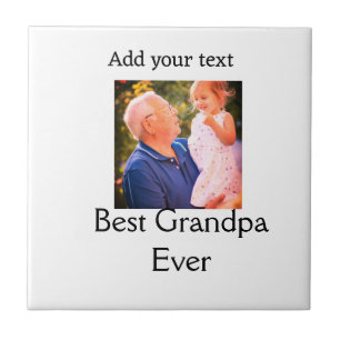 Best Grandpa ever grandfather photo name gifts tex Ceramic Tile