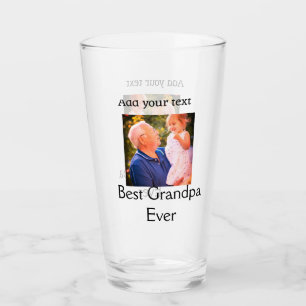 Best Grandpa ever grandfather photo name gifts tex Glass