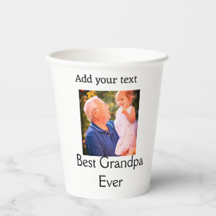 Best Grandpa ever grandfather photo name gifts tex Paper Cups