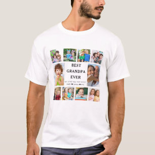 Best Grandpa Ever Grandkids 10 Photo Collage T-Shirt