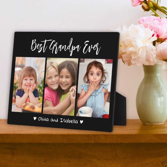 Best Grandpa Ever Grandkids 3 Photo Collage Black Plaque (Best Grandpa Ever Grandkids 3 Photo Collage Black Plaque)
