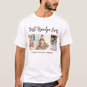 Best Grandpa Ever Grandkids 5 Photo Collage T-Shirt