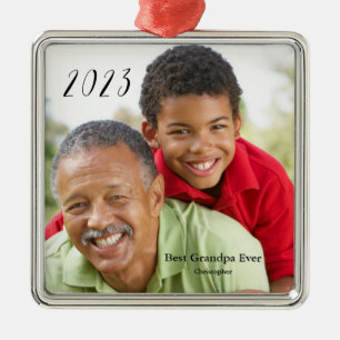 Best Grandpa Ever Grandparent's Day Photo Metal Ornament