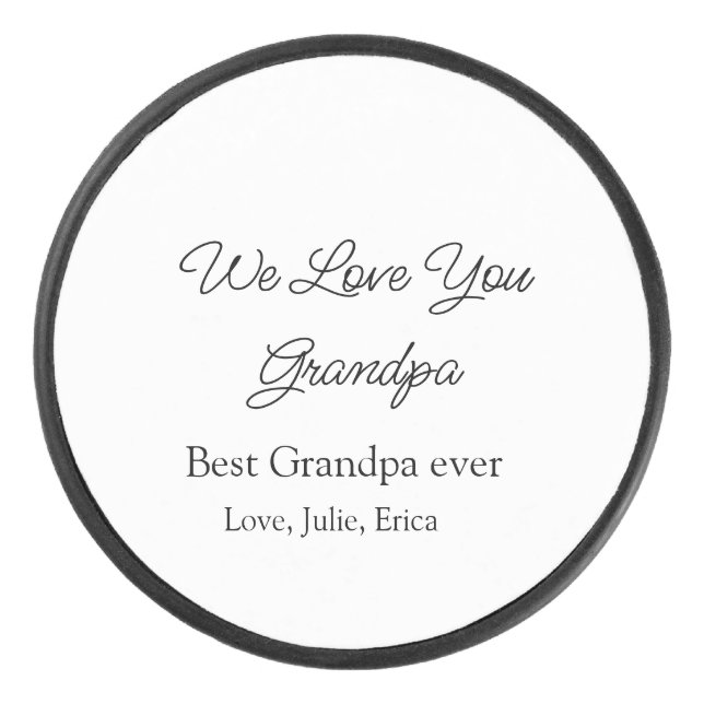 best grandpa ever grandparents photo gifts classic hockey puck (Front)