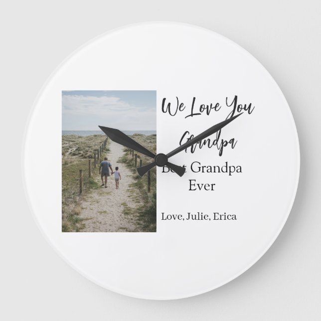 best grandpa ever grandparents photo gifts classic large clock (Front)
