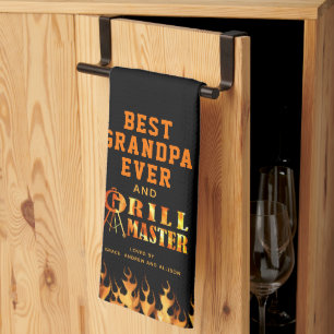 BEST GRANDPA EVER GRILL MASTER Personalised Tea Towel