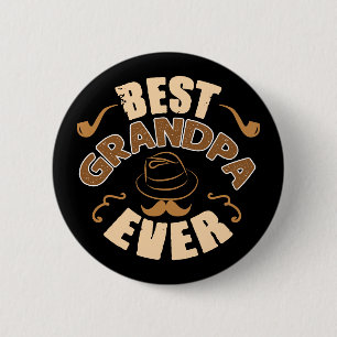 Best Grandpa Ever - Hat and Pipe Illustration 6 Cm Round Badge