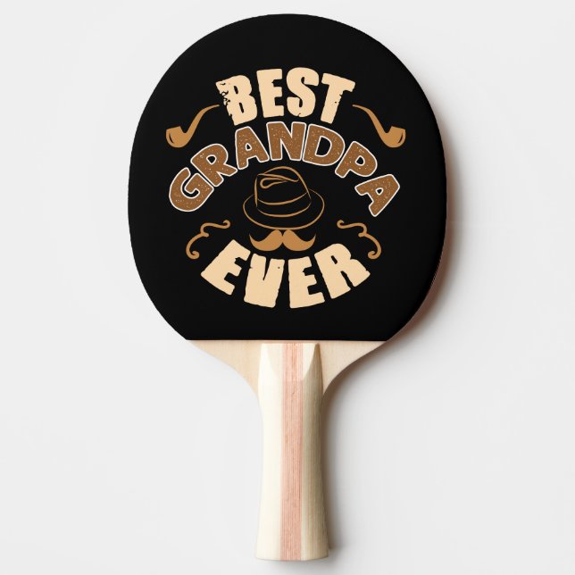 Best Grandpa Ever - Hat and Pipe Illustration Ping Pong Paddle (Front)