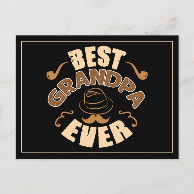 Best Grandpa Ever - Hat and Pipe Illustration Postcard (Front)